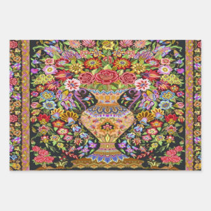 60s Perzische Turks Bloemkunst Decoupage Inpakpapier Vel