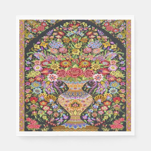 60s Perzische Turks Bloemkunst Decoupage Servet (Voorkant)