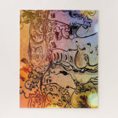 60s Peter Max kleurrijke waterverf profielen Legpuzzel (Verticaal)