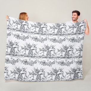60s Peter Max zwart-wit illustratieprofiel Fleece Deken