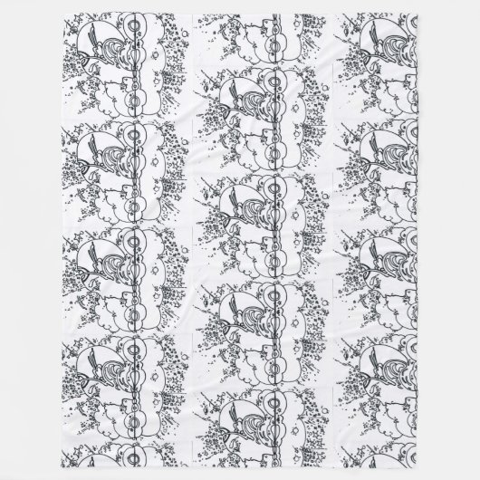 60s Peter Max zwart-wit illustratieprofiel Fleece Deken (Voorkant)