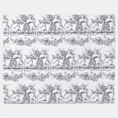 60s Peter Max zwart-wit illustratieprofiel Fleece Deken (Voorkant (Horizontaal))