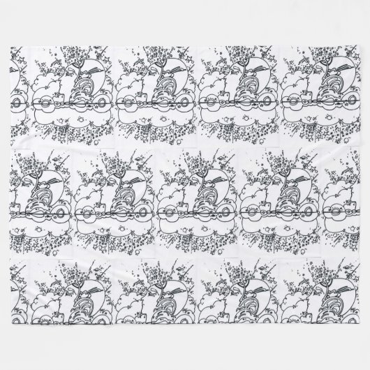 60s Peter Max zwart-wit illustratieprofiel Fleece Deken (Voorkant (Horizontaal))