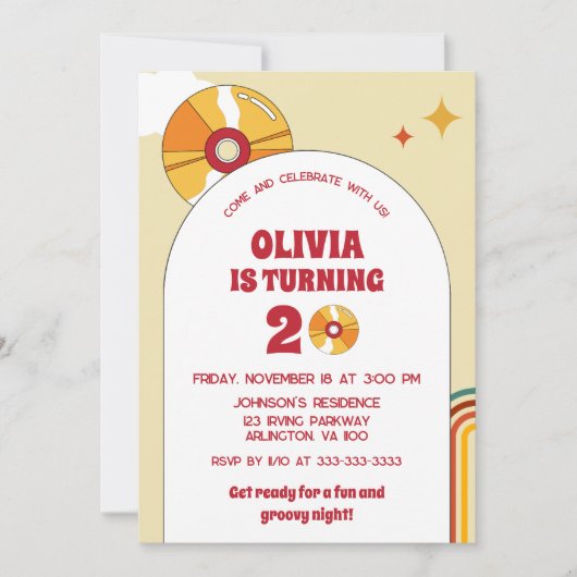 60s Retro 20th 30th Volwassen Groovy Verjaardagsfe Kaart (Voorkant)