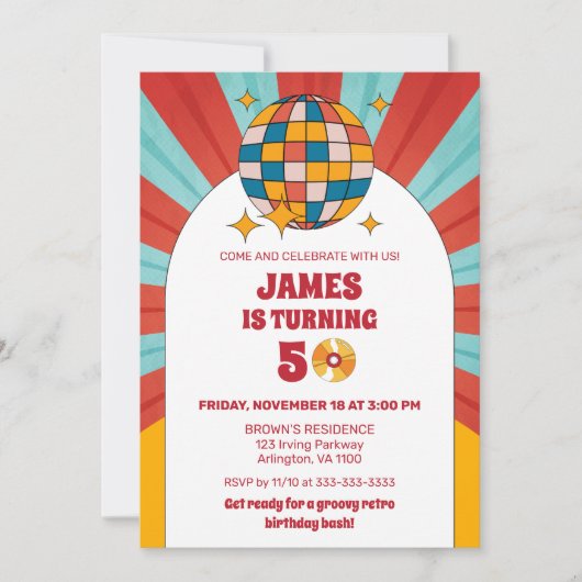 60s Retro 50th 60th 70th Adult Birthday Groovy Kaart (Voorkant)