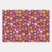 60s retro bloemendecoupage paarse kleur cadeau inpakpapier vel (Voorkant 3)