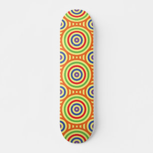 60s Retro Circulaire geometrische patronen. Rood,  Persoonlijk Skateboard