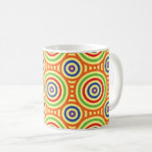 60s Retro Circular Geometric Pattern. Rood, groen Koffiemok (Voorkant rechts)