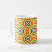 60s Retro Circular Geometric Pattern. Rood, groen Koffiemok (Voorkant links)
