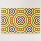 60s Retro Circular Geometric Pattern. Rood, groen Legpuzzel (Horizontaal)