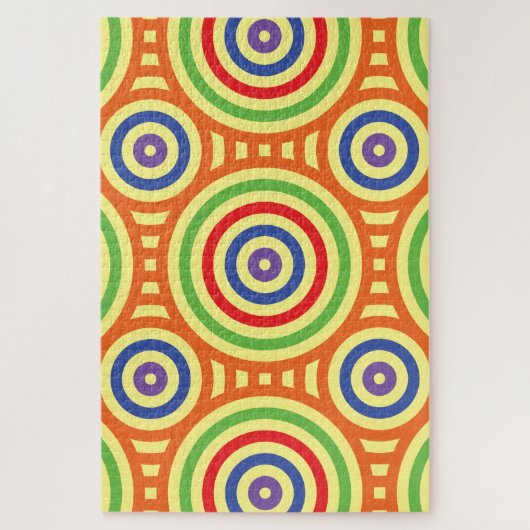 60s Retro Circular Geometric Pattern. Rood, groen Legpuzzel (Verticaal)