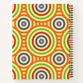 60s Retro Circular Geometric Pattern. Rood, groen Notitieboek (Achterkant)