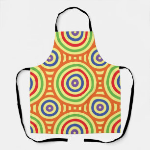60s Retro Circular Geometric Pattern. Rood, groen Schort