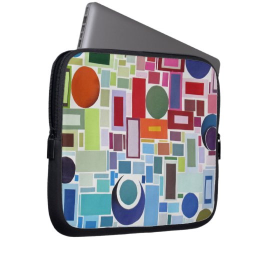 60's Retro Disco Kleur Collage Mozaïek Abstract Laptop Sleeve (Voorkant Rechts)
