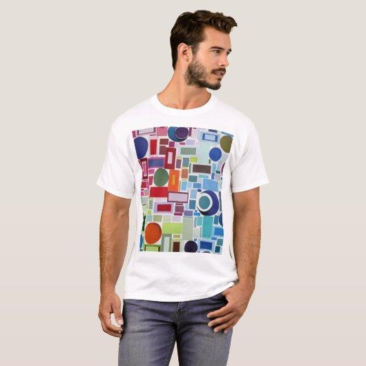 60's Retro Geometric Psychedelic Collage T-shirt (Voorkant volledig)