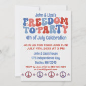 60s Retro Groovy 4 juli Vrijheidspartij Kaart (Voorkant)