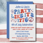 60s Retro Groovy 4th van juli Feestuitnodiging Kaart