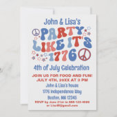 60s Retro Groovy 4th van juli Feestuitnodiging Kaart (Voorkant)