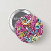 60s Retro Hippy Peace Pattern Ronde Button 5,7 Cm (Voorkant /achterkant)