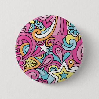 60s Retro Hippy Peace Pattern Ronde Button 5,7 Cm