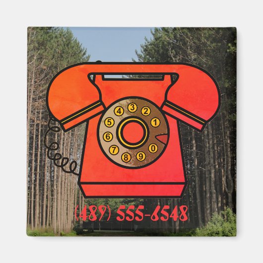 60s Retro natuur telefoonnummer Magneet (Voorkant)