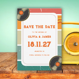 60s Retro Oude Muziek Vinyl Groovy Bruiloft Save The Date