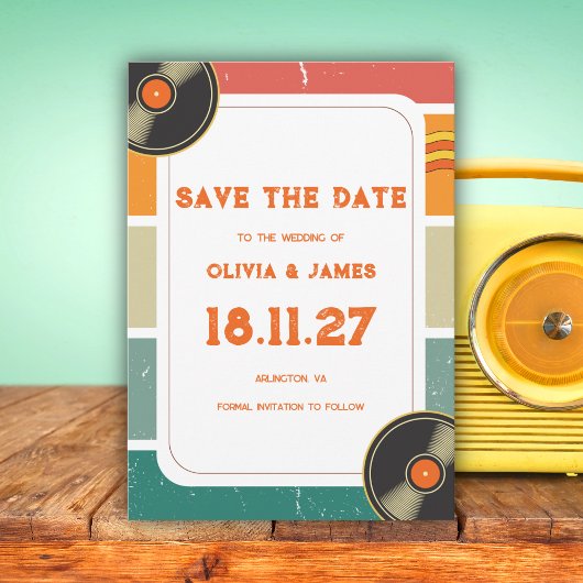 60s Retro Oude Muziek Vinyl Groovy Bruiloft Save The Date