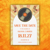 60s Retro Sinaasappel Muziek Vinyl Groovy Bruiloft Save The Date