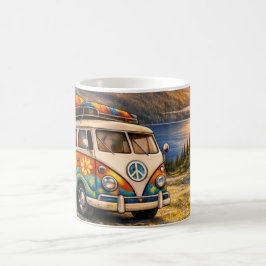 60s Retro Traveler Hippie Bus Camper Van Lake Life Koffiemok