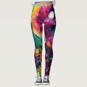 60s Retro Tye Die 70s Hippy Leggings (Voorkant)