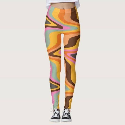 60s Retro Tye Die 70s Hippy Leggings (Voorkant)