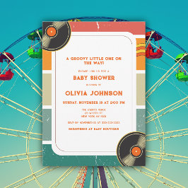 60s Retro Vinyl Groovy Baby shower Invitation Save The Date
