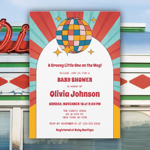 60s Retro Vinyl Muziek Geslachtsneutrale Baby Show Kaart