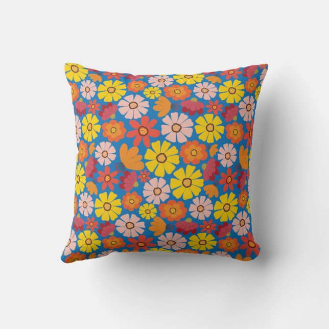 60s Retro Zomerbloem Kussen (Achterkant)