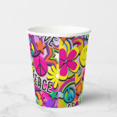60's Sixties Kleurrijke Flower Power verjaardagsfe Papieren Bekers (Rechts)