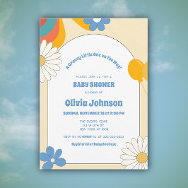 60s Soft Retro Music Groovy Baby shower Invitation Save The Date