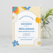 60s Soft Retro Music Groovy Baby shower Invitation Save The Date (Staand voorkant)