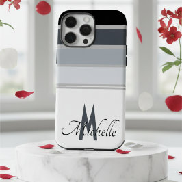 60s stijlvolle monochrome streeppatroon monogram iPhone 16 pro max hoesje