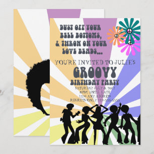 60's Th-Birthday Invitation Kaart