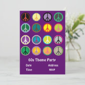 60s thema vredes bord hippy party kaart (Staand voorkant)