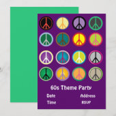 60s thema vredes bord hippy party kaart (Voorkant / Achterkant)