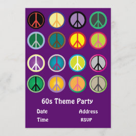 60s thema vredes bord hippy party kaart