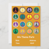 60s thema vredesteken hippie feest kaart (Voorkant)