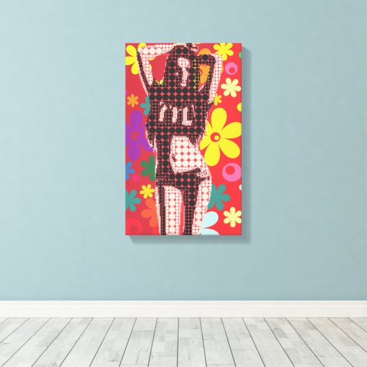 60s themabloem kinderretro pop kunst canvas afdruk (Insitu (Houten vloer))