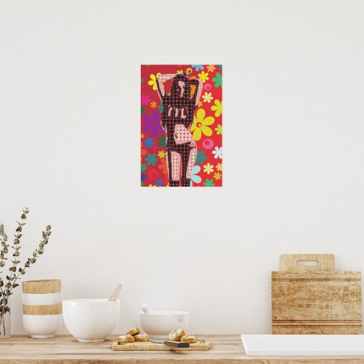 60s themabloem kinderretro poster (Keuken)