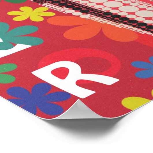 60s themabloem onderste slogan retro poster (Hoek)