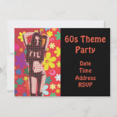 60s themabloem power party kaart (Voorkant)