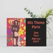 60s themabloem power party kaart (Staand voorkant)