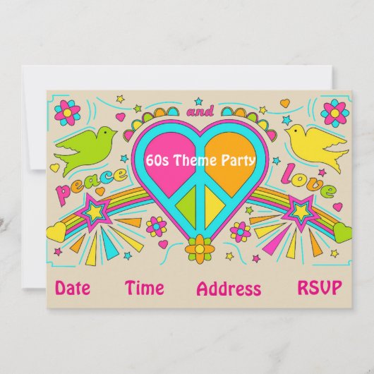 60s themabloemengroep hippy kaart (Voorkant)