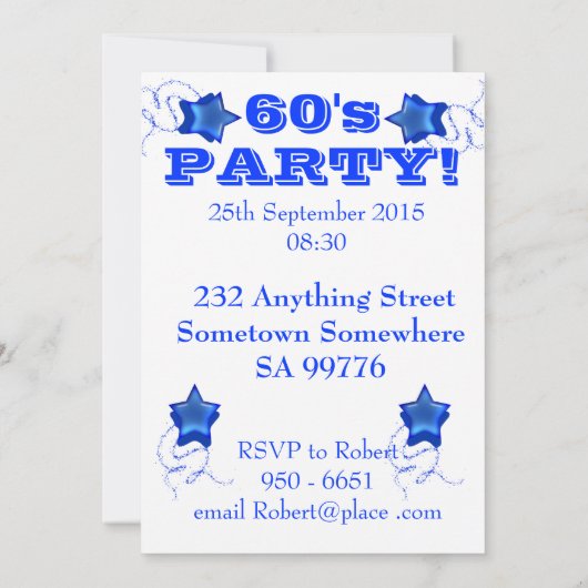 60s uitnodiging met discobal en regenboog van ster (Achterkant)